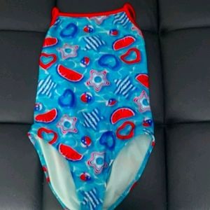 Red white and blue bathing suit.